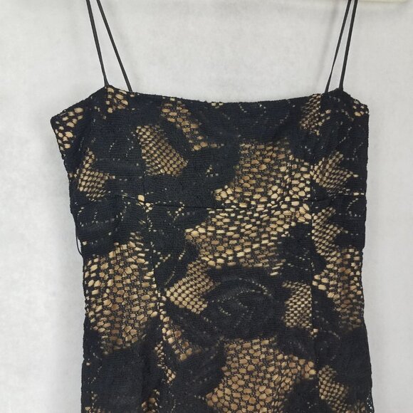 ICE ICEBERG IT 42/ US S Black Cocktail Sheath Dress Spaghetti Straps Lace knit - Picture 3 of 12